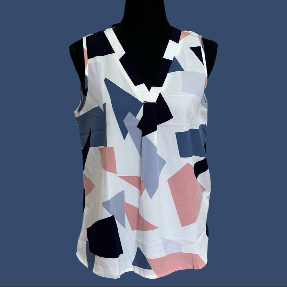 NWT - Colorful Geo Print V-Neck Top
